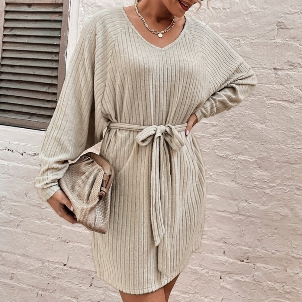 Comfy Relaxed Fit Belted Tee Dress - Picture 5 of 13